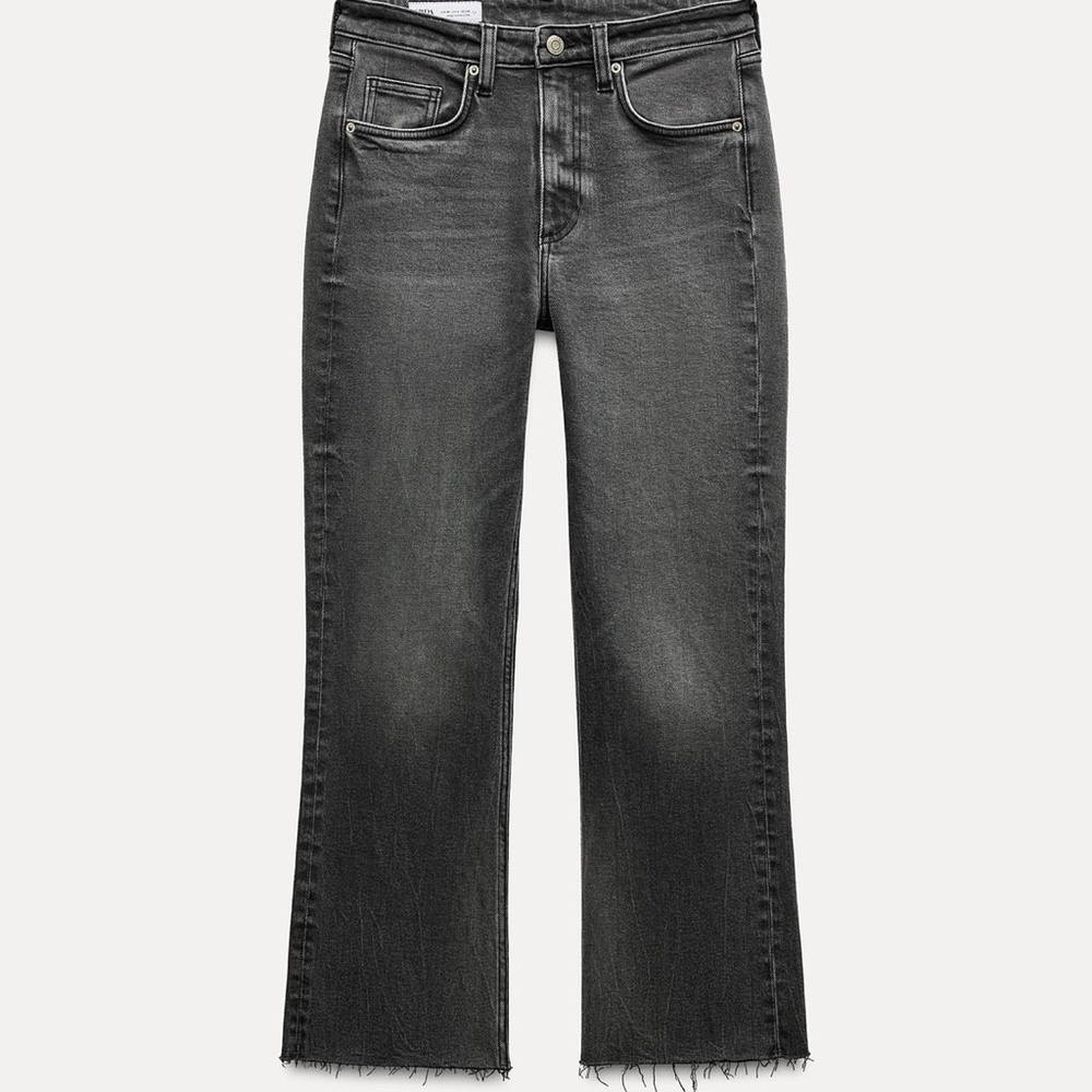 Zara Flared Cropped High Waist TRF Jeans